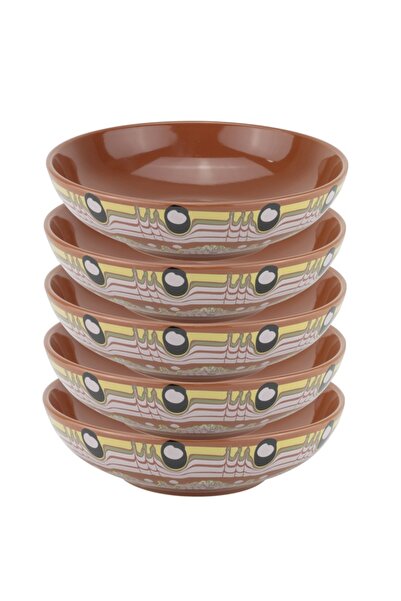 Culinaro Set of 6 traditional style ceramic salad bowls 23cm, with decoration