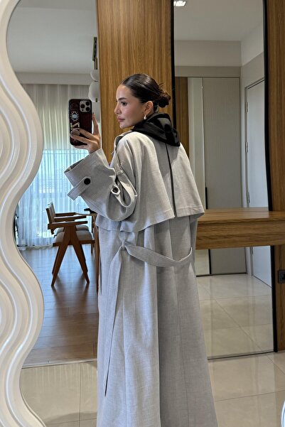 FMN Moda Oversize Loose Fit Design Brand Equivalent Plus Size Matching Hijab Suitable Premium Lined Trench Coat