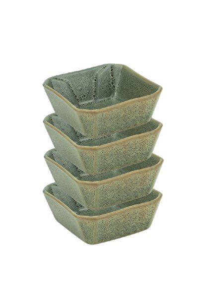 Culinaro Set 4 boluri pentru sos din ceramica STREET FOOD OLIVE, patrat, 8,3x...