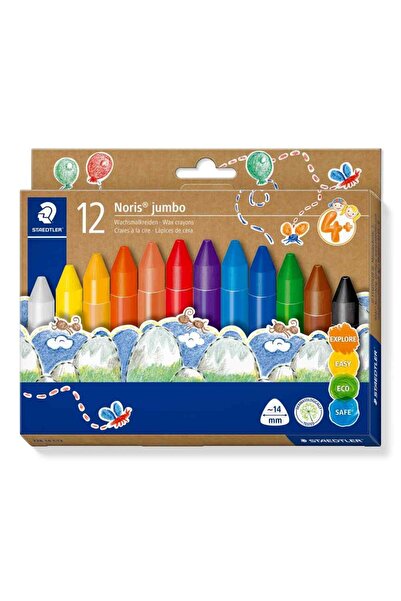 Staedtler Set de 12 creioane colorate din ceară, grosime 1,4 cm, Staedtler, d...