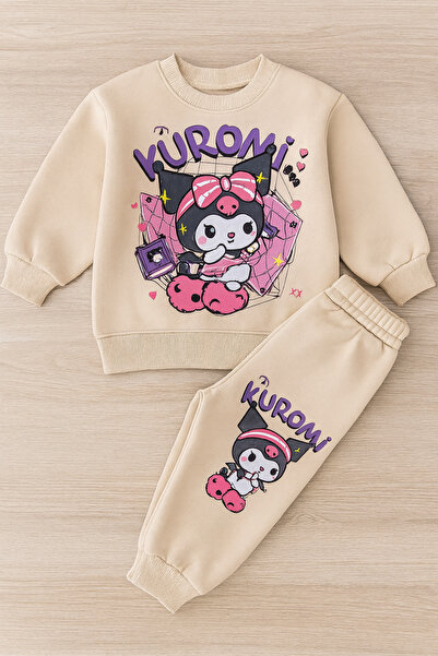 Uğur bebe Patterned Girls' Tracksuit Set with Ribbed Inside