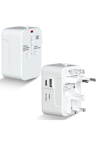 Choice 110-250 فولت عالمي 1 محول سفر عالمي أبيض، محول قابس سفر دولي متعدد الاستخدامات 2.