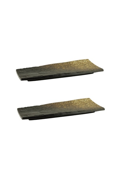 Culinaro Set of 2 rectangular ceramic plates Ember 36x15.5xh3cm