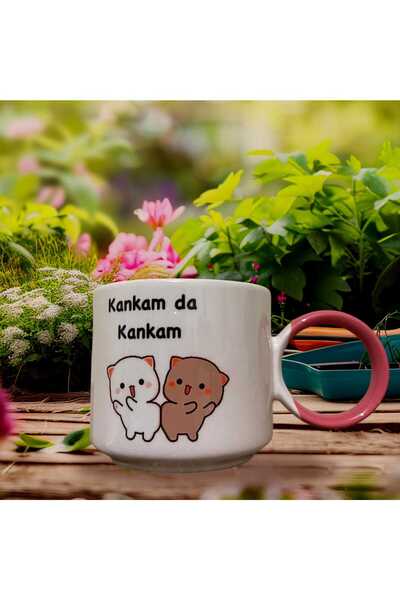 GameFruy Espirili Kupa Kankam Double-Sided Inscribed Mug (Pink Handle) Motto Mug
