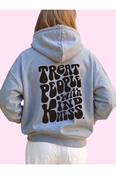 ArtYus Unisex Treat People Colorful Custom Printed Cotton Oversize Hooded Sweatshirt