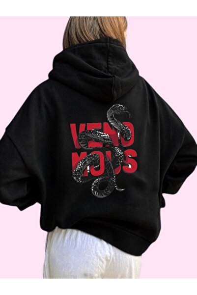 ArtYus Unisex Veno Mous Snake Colorful Custom Printed Cotton Oversize Hooded Sweatshirt