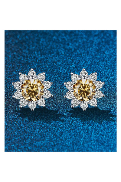 OEM Cercei floare din argint cu diamant moissanit Ambra
