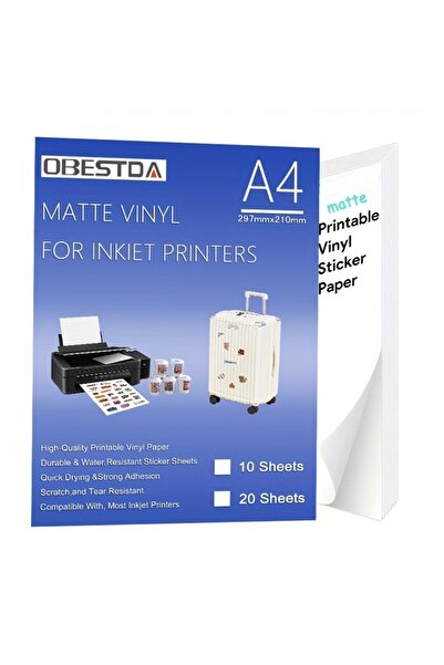Choice ورق ملصقات فينيل لامع/غير لامع مقاوم للماء مقاس A4، 20 ورقة، مقاوم للتمزق