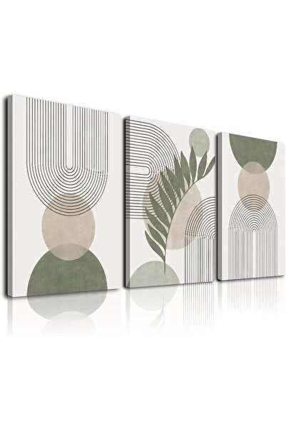 Emoda home Trove مجموعة من 3 لوحات فنية جدارية بوهو - أوراق الشجر والشمس والق...