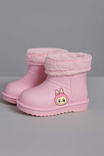 liasdesing pembe sweety ladabulu kürklü yağmur botu kız çocuk bot