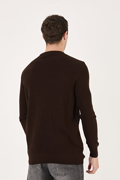 No Way Ανδρικό πλεκτό πουλόβερ με λεπτομέρεια με λαιμόκοψη με κανονική εφαρμογή