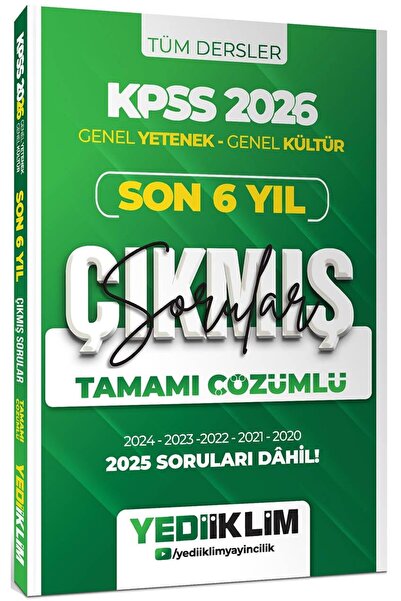 Yediiklim Yayınları 2026 KPSS Genel Yetenek Genel Kültür Son 6 Yıl Tamamı Çöz...