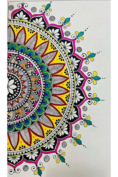 Dialands Mozaik Renkli Yarım Mandala Çizimi Yaşam Çarkı 50x85cm Dialands Elmas Mozaik Tablo