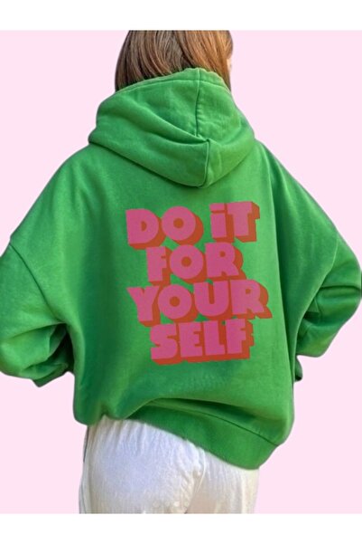 ArtYus Unisex Do It for Yourself Colorful Custom Printed Cotton Oversize Hooded Sweatshirt