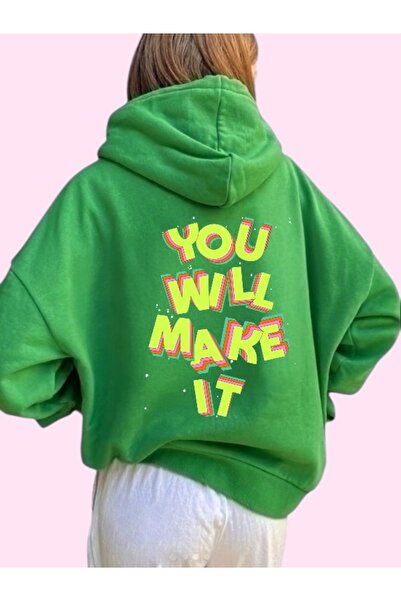 ArtYus Unisex You Will Make It Colorful Custom Printed Cotton Oversize Hooded Sweatshirt