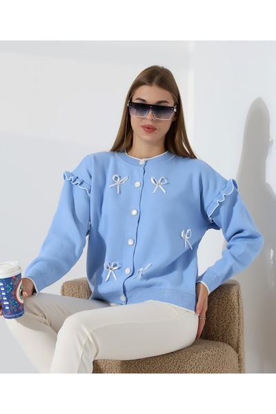 MODA Κορδόνια με λεπτομέρεια φιόγκου, βολάν, πλεκτό, φούστα, τοπ, κροπ ζακέτα