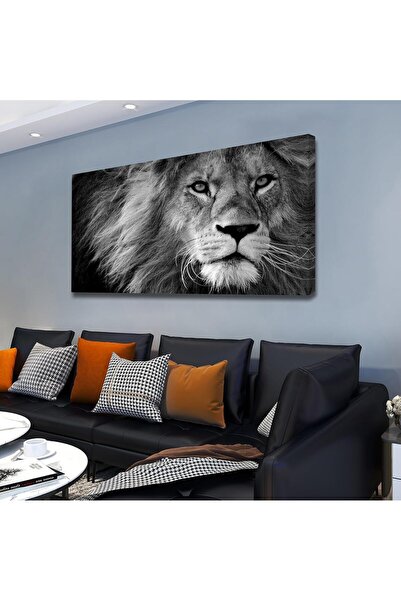 ALAYRA International لوحة فنية جدارية من قماش أسد رمادي - 60×120 سم، مطبوعة ح...