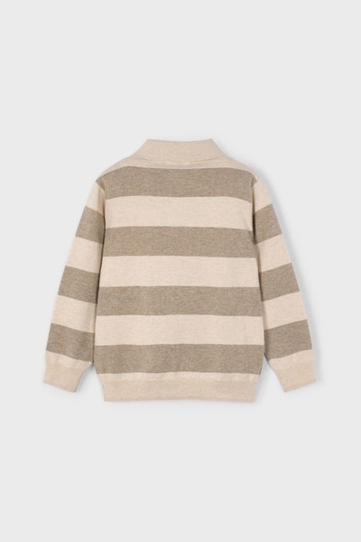 MAYORAL Erkek Çocuk Yün Karışımlı Polo Yaka Çizgili Triko Kazak - Kahverengi
