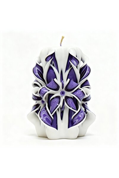 Lumanari Art FACET Major Carved Candle, Royal Orchid Finish - DECO Collection