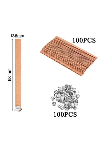 Choice 12.5 مم × 150 مم - 100 قطعة 100 قطعة فتيل شمعة معطرة شريحة خشبية لفتيل شمعة البارافين DIY فتيل الصويا الخشب