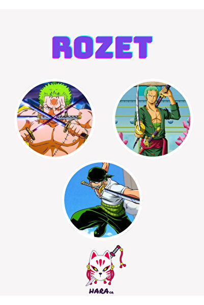Hara Company One Piece Animesi Zoro Anime Rozet Seti 3’lü