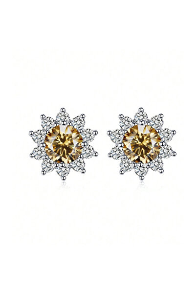OEM Cercei floare din argint cu diamant moissanit Ambra