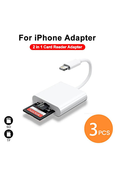 Choice 3 قطع iPhone 2 في 1 قارئ بطاقات فلاش Lightning TF 2 في 1 فتحة لجهاز iP...