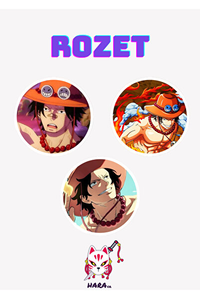 Hara Company One Piece Animesi D. Ace Anime Rozet Seti 3’lü