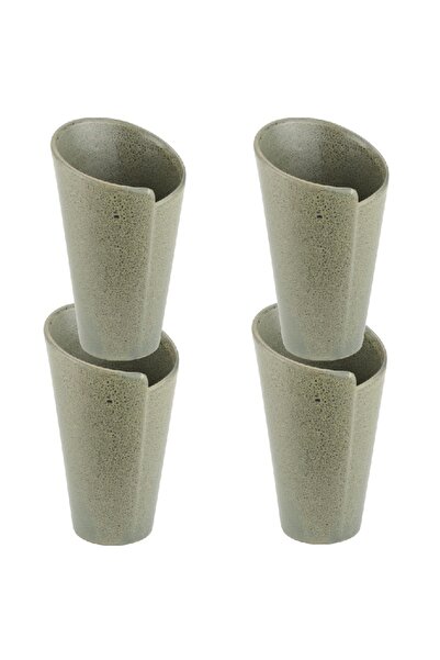 Culinaro Set of 4 cone baskets for serving french fries/conical snacks STREET FOOD OLIVE, D8.8xh14.8cm, ceramic