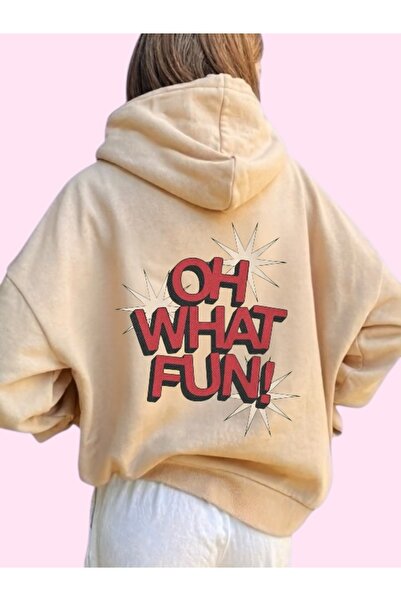 ArtYus Unisex Oh What Fun Colorful Custom Printed Cotton Oversize Hooded Sweatshirt