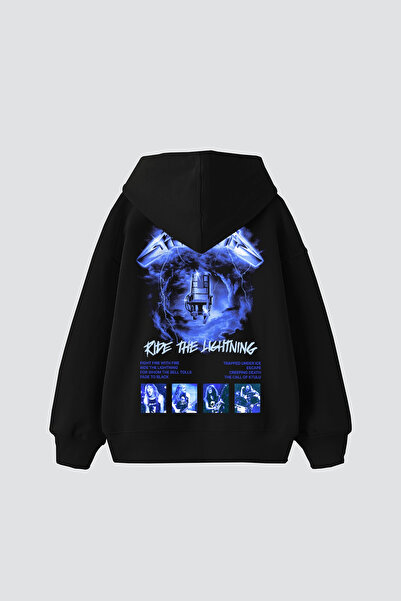 Sekizbiraltı Ride The Lightning Štampano Oversize kroj Unisex crna majica sa ...