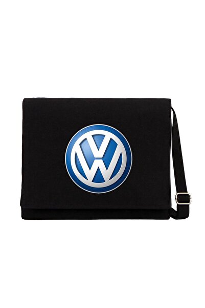 CrowsGate Τσάντα αγγελιοφόρου από μαύρο καμβά με λογότυπο Volkswagen