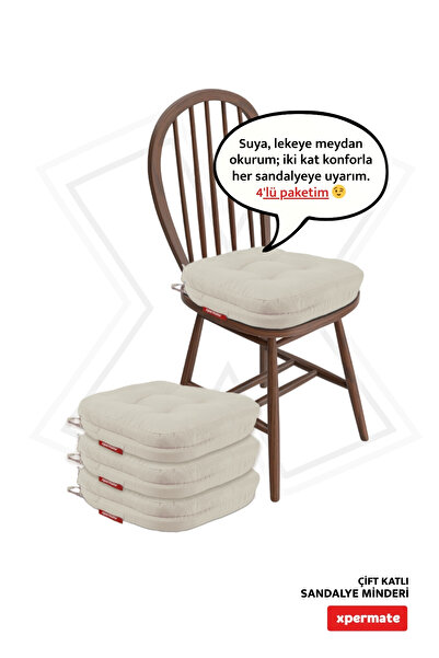 XPERMATE 4-місний подвійний стілець Подушка на блискавці Прати можна Водо- та масловідштовхуюча 42x42x8 Бежева