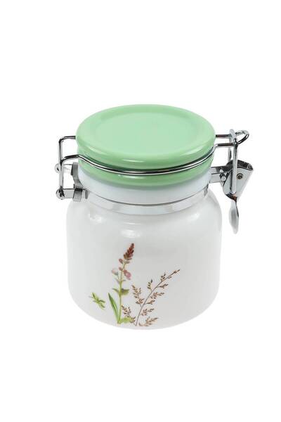 SHOPIENS Recipient for ingredients, R0J050-1CCG, opal glass, white + green + multicolor pattern, 10.8 x 11.8