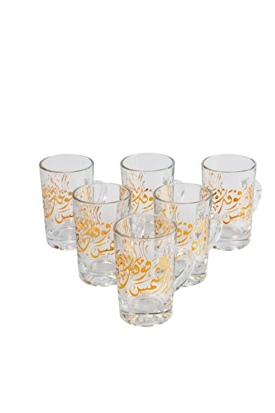 Dimlaj طقم شاي زجاج فدا مكون من 6 قطع