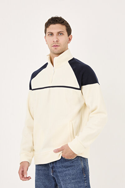 No Way Ανδρικό φούτερ με κανονική εφαρμογή με μισό φερμουάρ και με ρέλι τσέπες Fleto