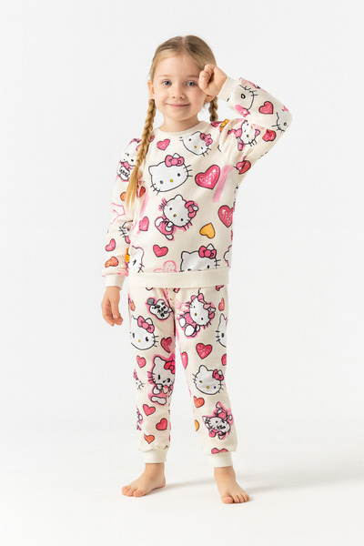minikiss 3 Pcs Seasonal Printed Top and Bottom Girls' Two-Piece Set Comfortable and Flexible Fabric