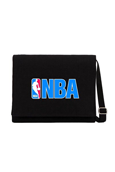 CrowsGate Τσάντα αγγελιοφόρου από μαύρο καμβά με λογότυπο NBA