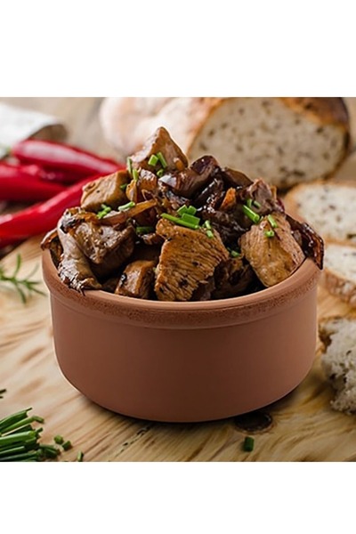 ELİZİ Elezi 2-Piece Round Heat Resistant Clay Pot Brown 1L