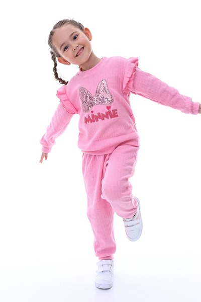 minikiss 3 Pcs Seasonal Printed Top and Bottom Girls' Two-Piece Set Comfortable and Flexible Fabric