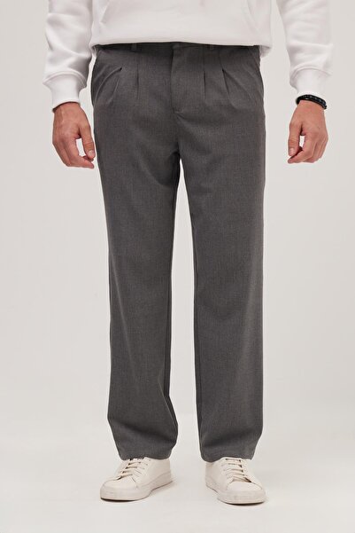 Tudors Erkek Regular Fit Klasik Kesim Normal Bel Geniş Paça Açık Gri Pantolon