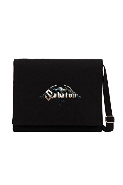 CrowsGate Τσάντα Messenger από μαύρο καμβά Sabaton Eagle