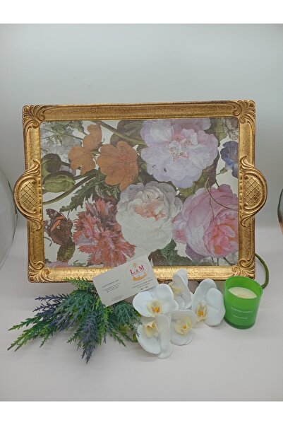 L&M FLORENCE ART صينية خشبية إيطالية من L&M باللون الوردي الفاتح