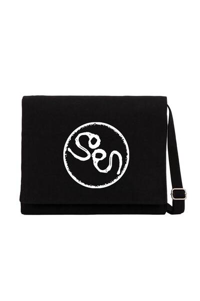 CrowsGate Geantă Messenger din pânză neagră cu logo Soen