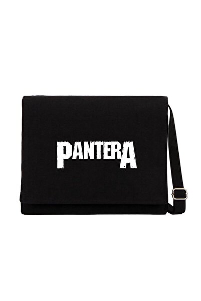 CrowsGate Geantă Messenger din pânză neagră cu logo Pantera