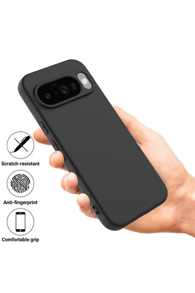 Optim Solution Λεία προστατευτική θήκη σιλικόνης από μικροΐνες για το Google Pixel 10, μαύρη