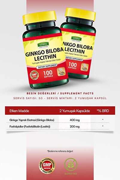 Vitapol Ginkgo Biloba Lecithin 100 Kapsül