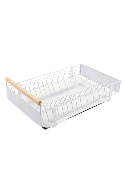 SHOPIENS Ράφι κουζίνας, επεκτεινόμενο, για πιάτα, WDJ-70076-WH, χάλυβας + ξύλ...