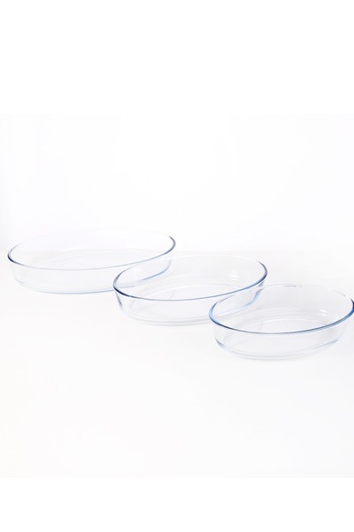 Generic 3-piece oval glass baking tray set