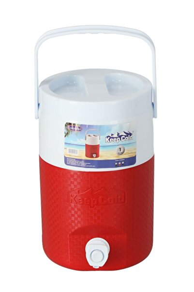 Cosmoplast إبريق تبريد بارد خالٍ من مادة BPA مع مقبض باللونين الأحمر والأبيض سعة 1 جالون